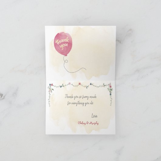 Vielen Dank an Sie und Golden Retriever und Ballon Dankeskarte (Innenseite)