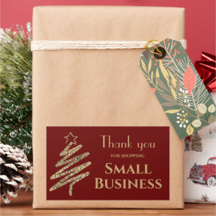Vielen Dank an Small Business Gold Glitzer Holiday Rechteckiger Aufkleber