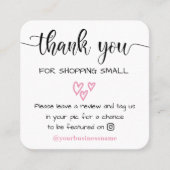 vielen Dank an Small Business Handmade Instagramm Telefonnummerkarte (Vorderseite)