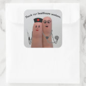 Vielen Dank an unsere Mitarbeiter im Gesundheitswe Quadratischer Aufkleber (Tasche)