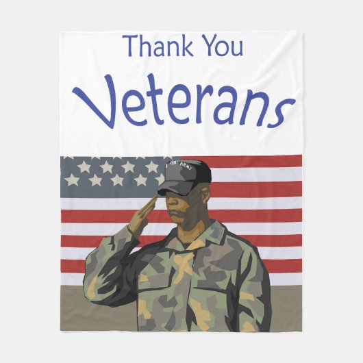 Vielen Dank an Veteranen mit amerikanischer Flagge Fleecedecke (Vorderseite)