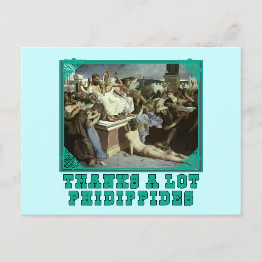 Vielen Dank an viele Phidippides Funny Marathon T- Postkarte (Vorderseite)