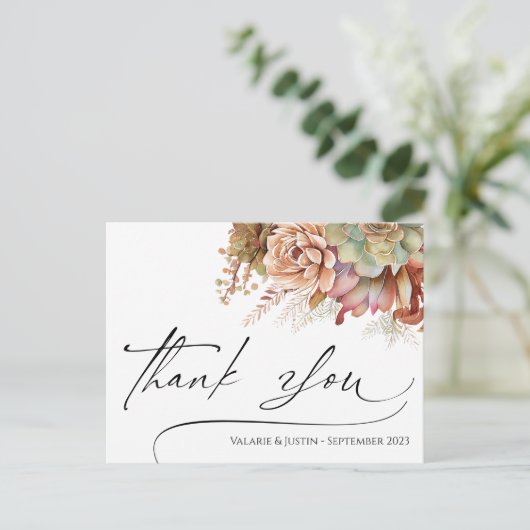 Vielen Dank an Watercolor Cactus Postcard Postkarte (Stehend Vorderseite)