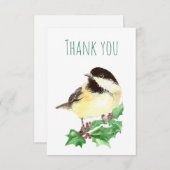 Vielen Dank an Watercolor Chickadee Bird Nature Ar Dankeskarte (Vorne/Hinten)