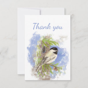 Vielen Dank an Watercolor Chickadee Bird Wildlife Dankeskarte