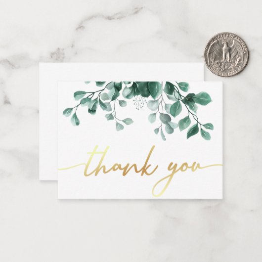 Vielen Dank an Watercolor Eukalyptus Greenery Mitteilungskarte (Vorderseite/Rückseite Beispiel)