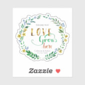 Vielen Dank an Watercolor Floral Wreath Aufkleber (Blatt)