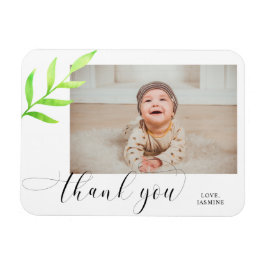 Vielen Dank an Watercolor Leaf Swashes Baby Foto C Magnet