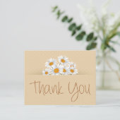 Vielen Dank an White Daisy Floral Dot Pink Notecar Postkarte (Stehend Vorderseite)