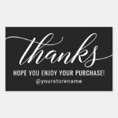Vielen Dank an White Modern Script Black Danke Rechteckiger Aufkleber (Vorderseite)