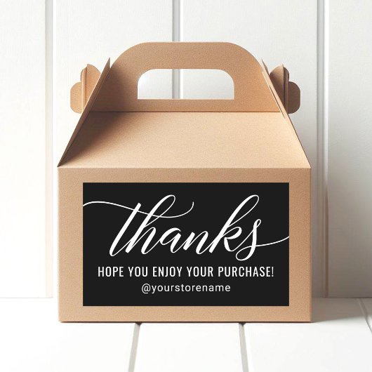 Vielen Dank an White Modern Script Black Danke Rechteckiger Aufkleber