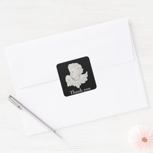 Vielen Dank Angel Wertungsaufkleber Quadratischer Aufkleber (Umschlag)