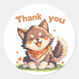 Vielen Dank, Anime Dog Runder Aufkleber
