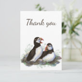 Vielen Dank, Aquarell Puffin Birds Blank Inside Dankeskarte (Stehend Vorderseite)