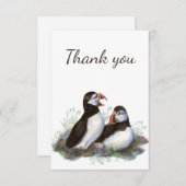Vielen Dank, Aquarell Puffin Birds Blank Inside Dankeskarte (Vorne/Hinten)