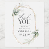 Vielen Dank, Aquarellenduft Hochzeit Weinetikett (Einzelnes Label)