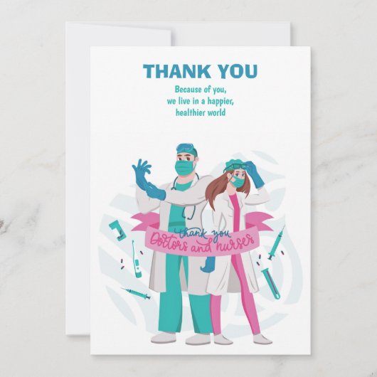 Vielen Dank, Ärzte und Krankenschwestern Dankeskarte (Vorderseite)