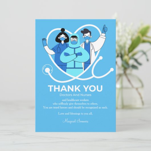 Vielen Dank, Ärzte und Krankenschwestern Dankeskarte (Stehend Vorderseite)