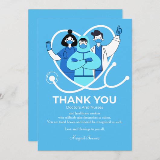 Vielen Dank, Ärzte und Krankenschwestern Dankeskarte (Vorne/Hinten)