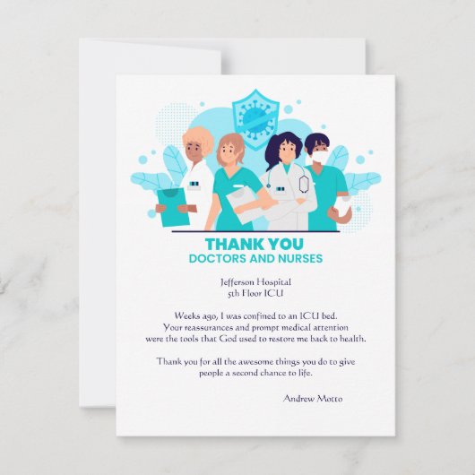 Vielen Dank Ärzte und Krankenversicherungskarte Dankeskarte (Vorderseite)