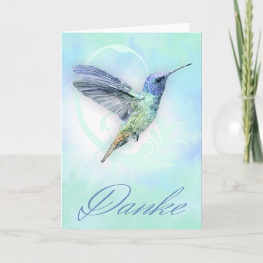 Vielen Dank auf Deutsch - Watercolor Hummingbird C Dankeskarte (Vorderseite)