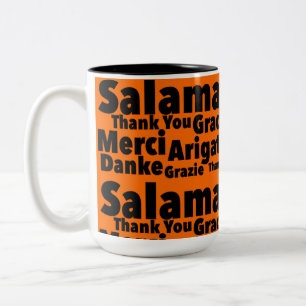 Vielen Dank aus 6 Ländern Print Novelle: Salamat Zweifarbige Tasse