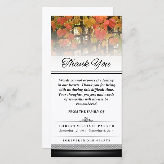 Vielen Dank Autumn Leaves Worte können nicht ausdr Dankeskarte (Vorne/Hinten)