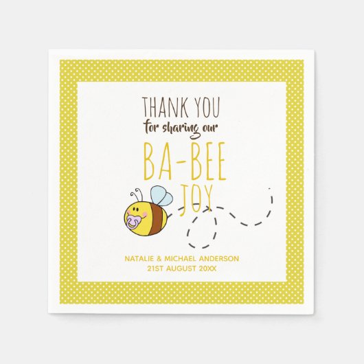 Vielen Dank BA-BEE Baby Shower Yellow Punkt Serviette (Vorderseite)