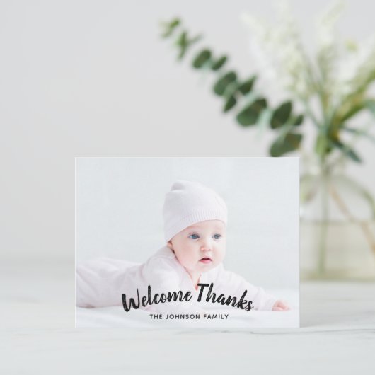 Vielen Dank, Baby Birth Announcement Foto Postcard Postkarte (Stehend Vorderseite)