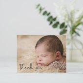 Vielen Dank, Baby Birth Announcement Script-Text Postkarte (Stehend Vorderseite)