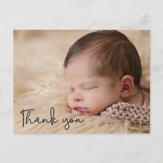 Vielen Dank, Baby Birth Announcement Script-Text Postkarte (Vorderseite)
