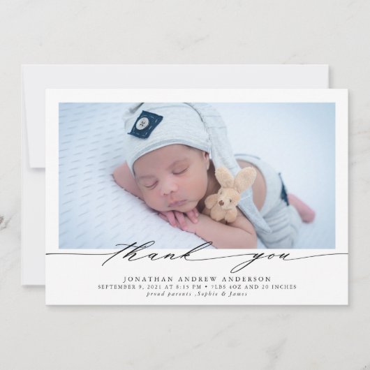 Vielen Dank Baby Birth Foto Collage Ankündigung (Vorderseite)