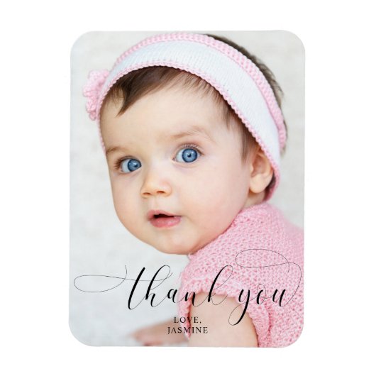 Vielen Dank Baby Birthday Foto Elegante Swashes Magnet (Vertikal)