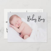 Vielen Dank, Baby Boy Birth Ankündigung Skript-Tex Postkarte (Vorne/Hinten)