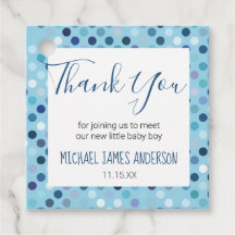 Vielen Dank Baby Boy Shower Blue Polka Dots