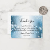 Vielen Dank Baby Dusche Aquarellblau Schneeflocken Mitteilungskarte (Vorderseite/Rückseite Beispiel)