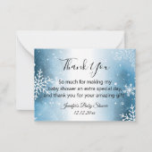 Vielen Dank Baby Dusche Aquarellblau Schneeflocken Mitteilungskarte (Vorderseite)