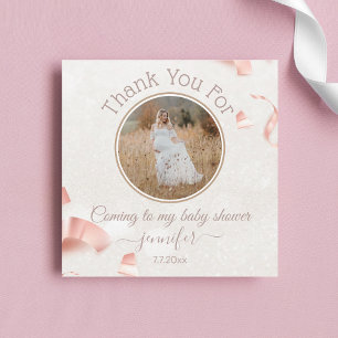vielen Dank Baby Dusche rosa Konfetti rund Foto Mitteilungskarte