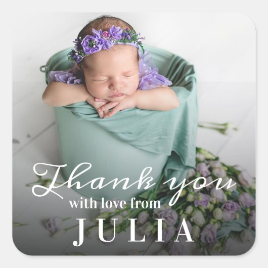 Vielen Dank, Baby Neugeborene Baby Shower Classic Quadratischer Aufkleber (Vorderseite)