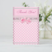 Vielen Dank Baby Shower Girl Baby Pink Spot Pearl Dankeskarte (Stehend Vorderseite)
