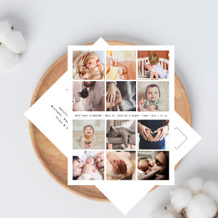 Vielen Dank Baby Shower Minimalistisch 12 Foto Col Postkarte