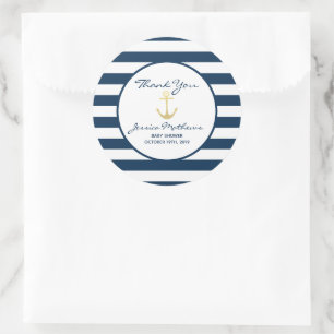 Vielen Dank, Baby Shower Nautical Baby Boy Gefalle Runder Aufkleber