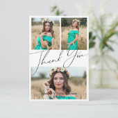 Vielen Dank, Babydusche 3 Fotos gedruckt & digital Einladung (Stehend Vorderseite)