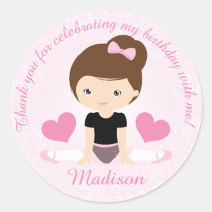 Vielen Dank Ballerina Birthday Party Party Custom Runder Aufkleber