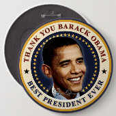 Vielen Dank Barack Obama - Bester Präsident je Button (Vorne & Hinten)