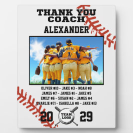 Vielen Dank Baseball Coach, Custom Foto & Names Fotoplatte