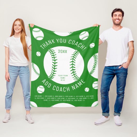 Vielen Dank Baseball Team Coach Green Player Namen Fleecedecke (Beispiel)