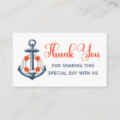Vielen Dank Beach Anchor Red Blue Nautical Wedding Platzkarte (Vorderseite)