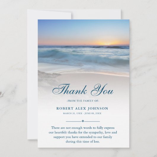 Vielen Dank Beach Beerdigung Foto Beileid Gkurze B Dankeskarte (Vorderseite)