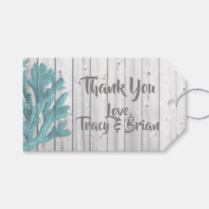 Vielen Dank, Beachy Wood Aquamarin Coral Geschenk Geschenkanhänger